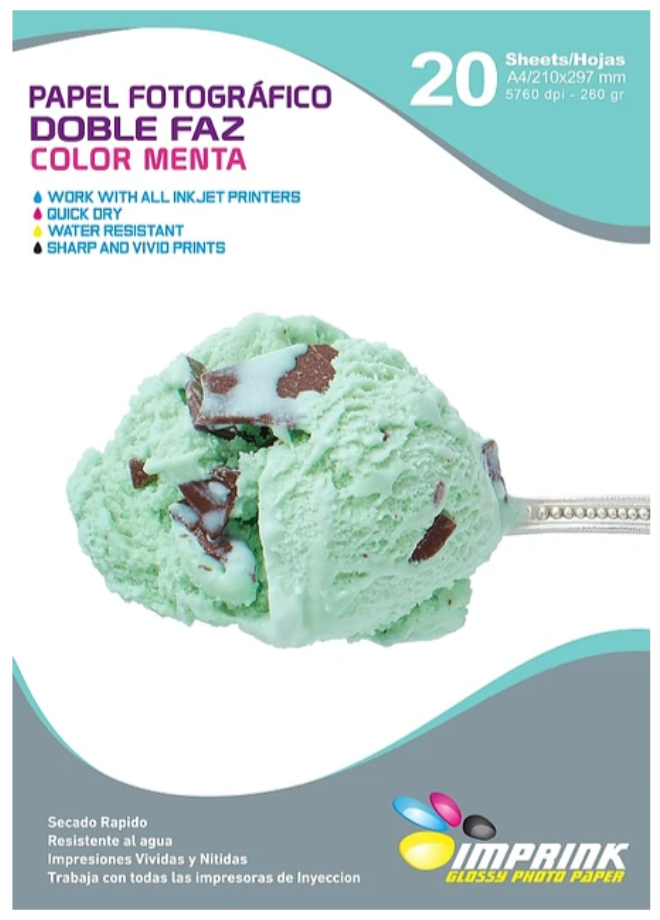 PAPEL FOTOG. DOBLE FAZ MENTA A4 260G